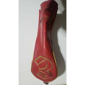 VINTAGE RED LEATHER HED MITS  3 DRIVER  GOLF CLUB HEADCOVER